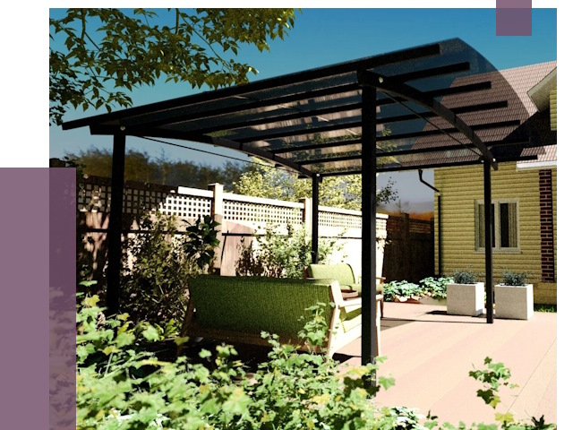 Навесы для террасы в Назрани от 13097 руб. под ключ | ПРОЛЁТ-Нзр