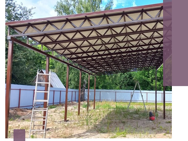 Односкатные навесы под ключ в Назрани — изготовление и монтаж