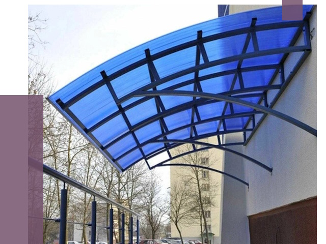 Козырьки из поликарбоната в Назрани от 4314 руб. под ключ | ПРОЛЁТ-Нзр